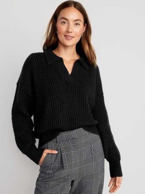 Old Navy Polo Pullover Strickjacke Damen Schwarz | 7428QAUMK
