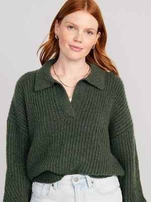 Old Navy Polo Pullover Strickjacke Damen Grün | 8649TOFIK