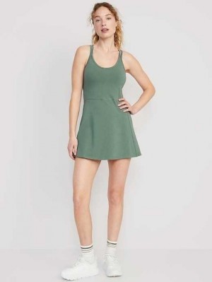 Old Navy PowerChill Ärmellose Riemchen Shelf-Bra Kleider Sportbekleidung Damen Forest Shade | 3285VNTHR