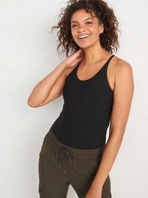 Old Navy PowerLite LYCRA ADAPTIV Racerback Tank Top Lauftop Damen Blackjack | 0627JHXOR