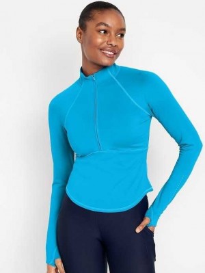 Old Navy PowerSoft 1/2-Zip Pullover Lauftop Damen Blau | 3876JLNTR