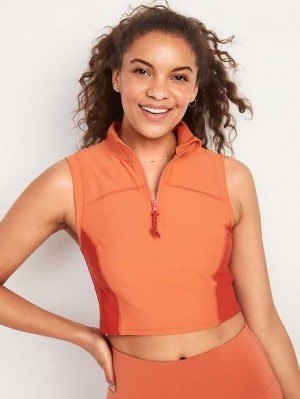 Old Navy PowerSoft 1/2-Zip Ärmellose Cropped Top Lauftop Damen Mojave | 7540DTMEF