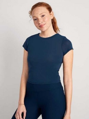 Old Navy PowerSoft Cropped T-Shirt Lauftop Damen Nautical Twilight | 6574LSYJU