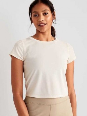 Old Navy PowerSoft Cropped T-Shirt Lauftop Damen Beige | 7620JSXDI