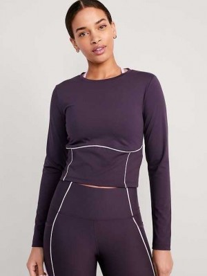 Old Navy PowerSoft Cropped Top Lauftop Damen Nebula | 2396NQKBL