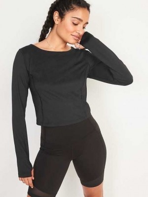 Old Navy PowerSoft Cropped Top Lauftop Damen Schwarz | 7540FJINY