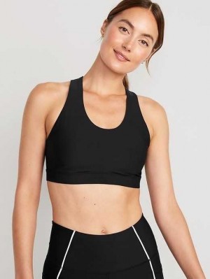 Old Navy PowerSoft Cross-Back Sports Bra BHs Damen Schwarz | 0458MGCSI