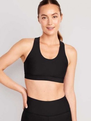 Old Navy PowerSoft Cross-Riemen Sports Bra BHs Damen Schwarz | 6182GXYDE