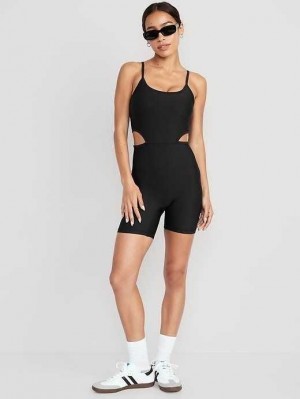 Old Navy PowerSoft Cutout-Taille Bodysuit Sportbekleidung Damen Schwarz | 2785YKHPF