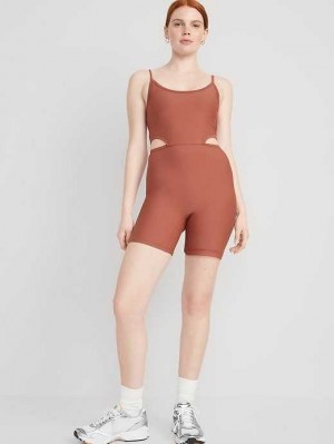 Old Navy PowerSoft Cutout-Taille Bodysuit Sportbekleidung Damen Apple Cinnamon | 1489XEFAK