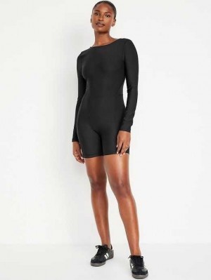 Old Navy PowerSoft Long-Sleeve Bodysuit Sportbekleidung Damen Schwarz | 5328SUHNM