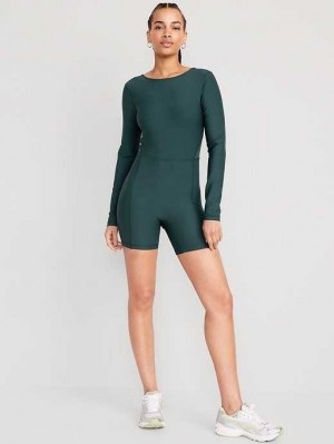 Old Navy PowerSoft Long-Sleeve Bodysuit Sportbekleidung Damen Tiefesgrün | 1523XJLRU