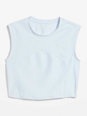 Old Navy PowerSoft Ärmellose Rib-Knit Cropped T-Shirt Lauftop Damen Contrail | 4986XWFOG