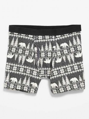 Old Navy Printed Boxer-Brief Underwear Unterwäsche Herren Grau | 4629FJMKZ