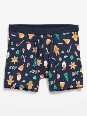 Old Navy Printed Built-In Flex Boxer-Brief Underwear Unterwäsche Herren Gingerbread | 1926NYMZV