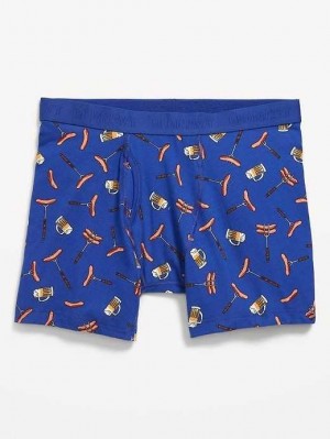 Old Navy Printed Built-In Flex Boxer-Brief Underwear Unterwäsche Herren Blau | 1954UDRAL