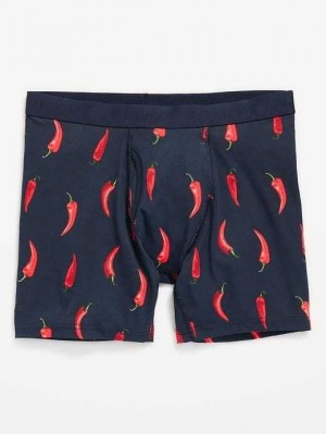 Old Navy Printed Built-In Flex Boxer-Brief Underwear Unterwäsche Herren Rot | 2143XFQNJ