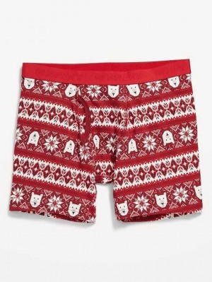 Old Navy Printed Built-In Flex Boxer-Brief Underwear Unterwäsche Herren Rot | 2654MHBJP