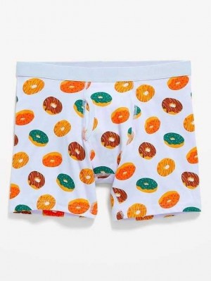 Old Navy Printed Built-In Flex Boxer-Brief Underwear Unterwäsche Herren Donuts | 4568BOLPJ