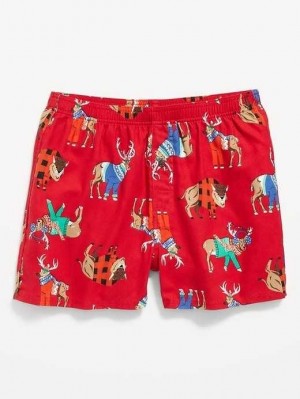 Old Navy Printed Flannel Boxer Shorts Unterwäsche Herren Reindeer | 9735NWLSC