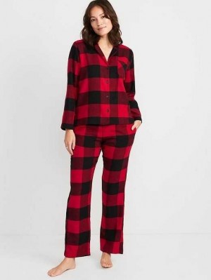 Old Navy Printed Flannel Pajama Set Pyjama Damen Rot | 1748JYLEQ
