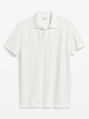 Old Navy Printed Klassische Fit Pique Polo Polo Shirts Herren Schwarz Weiß | 5293HJCWE