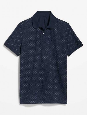 Old Navy Printed Klassische Fit Pique Polo Polo Shirts Herren Navy Weiß | 8534HREYU