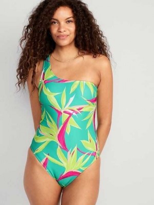 Old Navy Printed One-Shoulder Swimsuit Badeanzüge Damen Tropic Days | 6928HSZBR