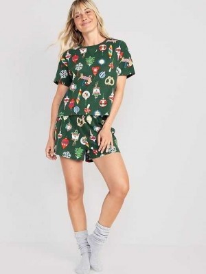 Old Navy Printed Pajama Shorts Set Pyjama Damen Türkis | 5740FRXUL