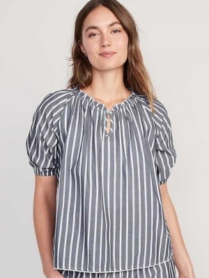 Old Navy Printed Smocked Pajama Swing Top Pyjama Damen Navy | 8017FECXS