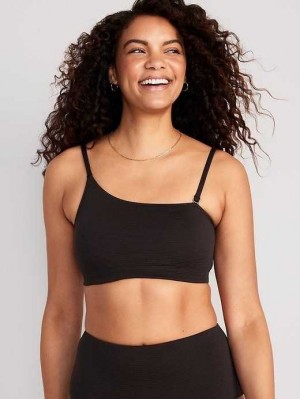 Old Navy Pucker Convertible Bandeau Bikini Swim Top Badeanzüge Damen Schwarz | 9184JAVMT