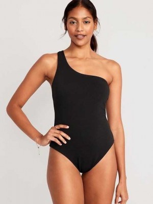 Old Navy Pucker One-Shoulder One-Piece Swimsuit Badeanzüge Damen Schwarz | 4137FLSOD