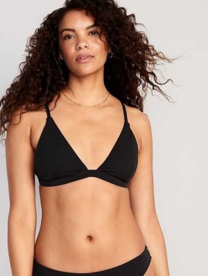 Old Navy Pucker Triangle Bikini Swim Top Badeanzüge Damen Schwarz | 5298EOUCW