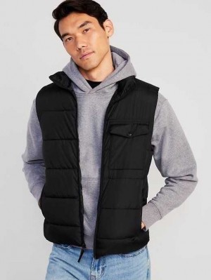 Old Navy Puffer Vest Mäntel Herren Schwarz | 0136XJDZR