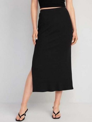 Old Navy Pull-On Rib-Knit Maxi Skirt GolfSkirts Damen Schwarz | 2035EAGTP