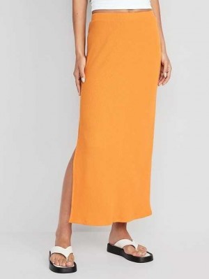 Old Navy Pull-On Rib-Knit Maxi Skirt GolfSkirts Damen Wild Papaya | 7981LMEGA