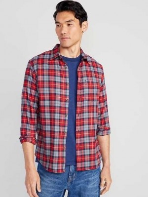 Old Navy Regular-Fit Built-In Flex Everyday Plaid Shirt Hemd Herren Rot | 2074CKDFE