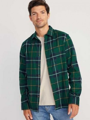 Old Navy Regular-Fit Built-In Flex Everyday Plaid Shirt Hemd Herren Grün | 4168OXWED