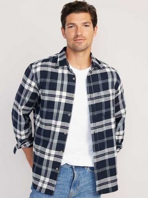 Old Navy Regular-Fit Built-In Flex Everyday Plaid Shirt Hemd Herren Navy | 6948POJAG