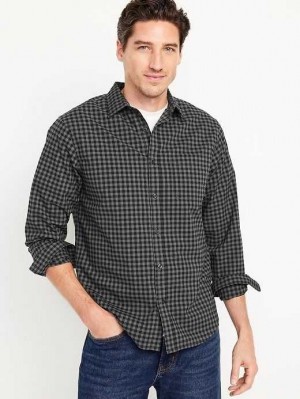 Old Navy Regular-Fit Built-In Flex Shirt Hemd Herren Schwarz Schwarz | 0926OFVZG