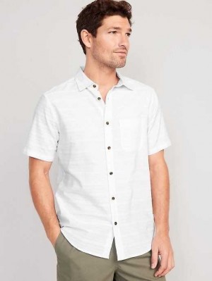 Old Navy Regular-Fit Everyday Kurzes-Sleeve Dobby Shirt Hemd Herren Weiß | 6193BNWSU