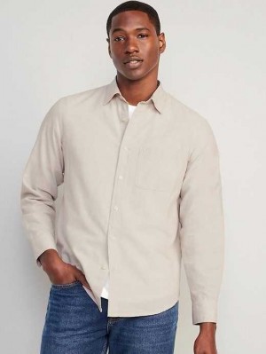 Old Navy Regular-Fit Everyday Non-Stretch Chambray Shirt Hemd Herren Ecru | 2486WBOYC