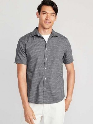 Old Navy Regular Fit Built-In Flex Everyday Poplin Shirt Hemd Herren Grau | 8290VISRU