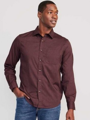 Old Navy Regular Fit Built-In Flex Everyday Poplin Shirt Hemd Herren Raisin Arizona | 8452SCHWV
