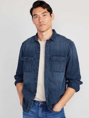 Old Navy Regular Fit Jean Utility Shirt Hemd Herren Dunkelindigo | 8693QRFKN