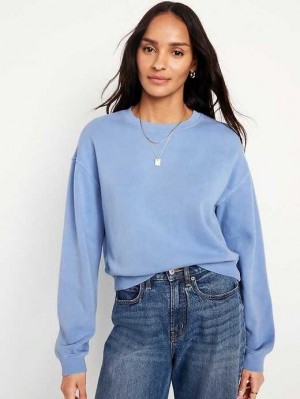 Old Navy Relaxed Crew Neck Sweatshirt Sweatshirt Damen Blau | 4106ZGKOV