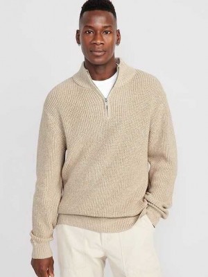 Old Navy Rib-Knit 1/4-Zip Pullover Pullover Herren Canvas | 1827PFNMJ