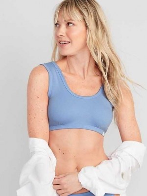 Old Navy Rib-Knit Bralette Top BHs Damen Blau | 8053TUJIG