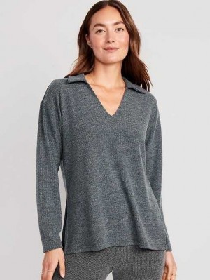 Old Navy Rib-Knit Lounge Pullover Pyjama Damen Grau | 3127NTDBY