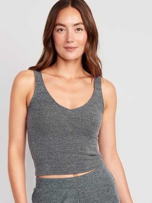 Old Navy Rib-Knit Lounge Tank Top Pyjama Damen Grau | 3965MUVTW